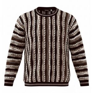 BACHRACH Men’s Knit Pullover Sweater Size XL Coogi Style Crewneck Striped USA
